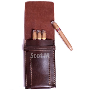 Brown Leather Cigar Case Leather Cigar Box Rustic Leather Cigar Bag Valentine&#39;s Day Gift