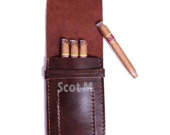 Brown Leather Cigar Case Leather Cigar Box Rustic Leather Cigar Bag Valentine's Day Gift