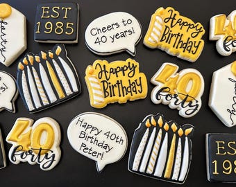 Milestone Birthday Cookies (Gold, black and white)