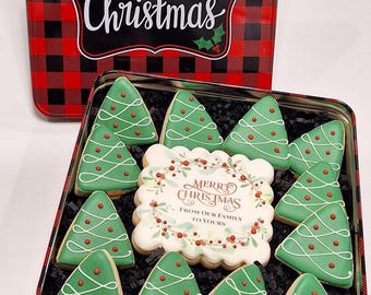 Christmas Tree Cookies: Lemon Sugar Cookies in Holiday Tin