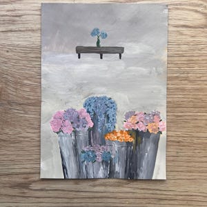 Flower Shop Gouache Painting, Nature Painting, Hand-Painted Artwork Gift