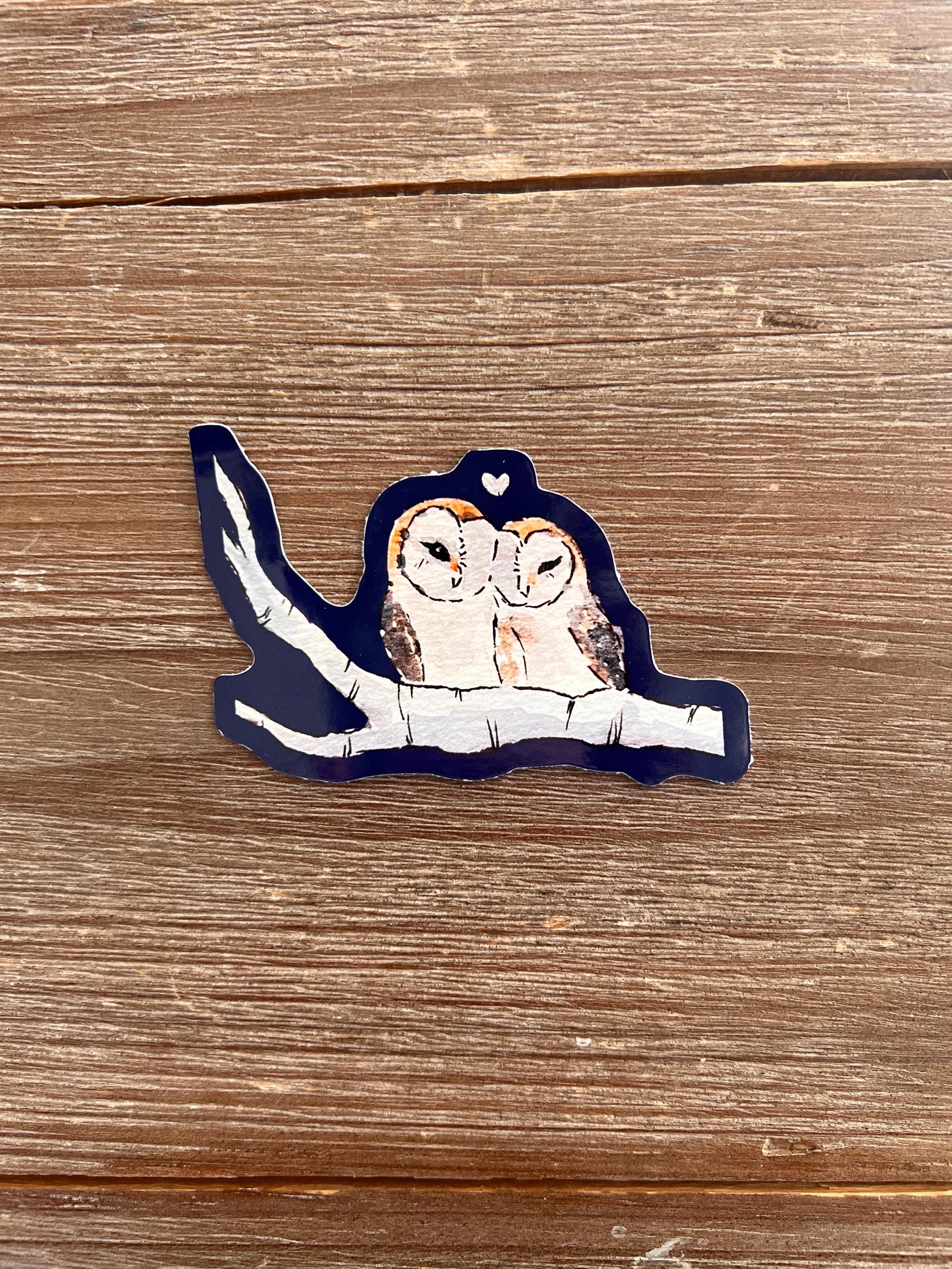 Owl Couple Sticker, Art Sticker, Vinyl Sticker, Laptop Sticker, Watercolor Art, Nature Art