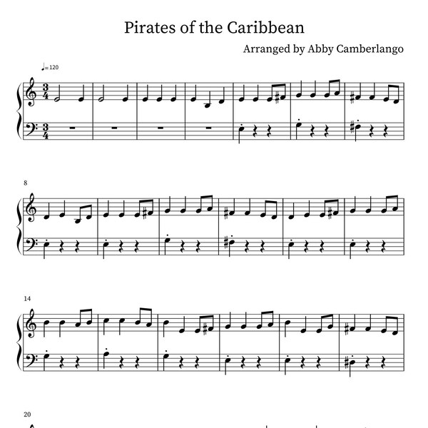 Pirates Of The Caribbean Piano Music Simplified
