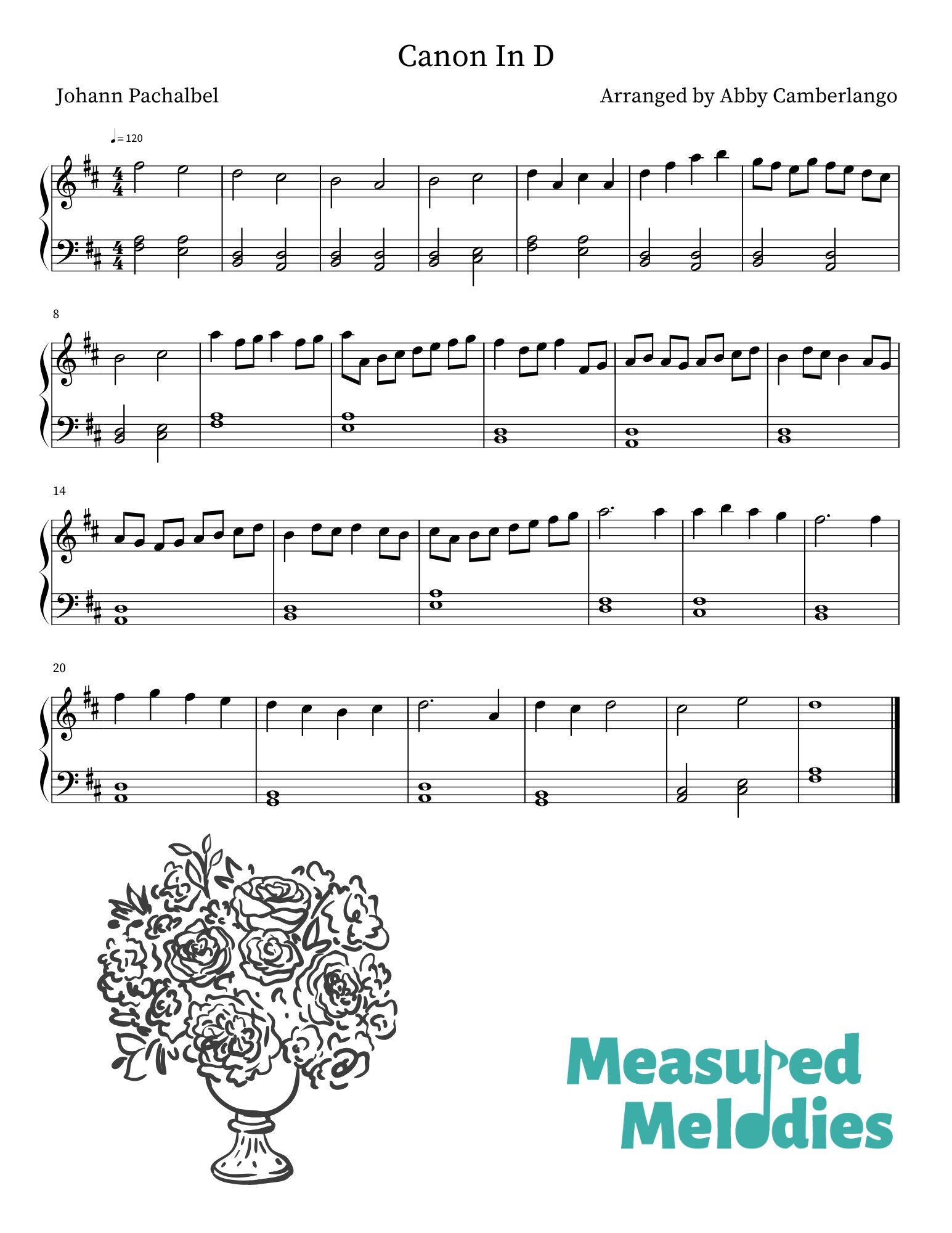 Canon in D Easy Piano Sheet Music - Etsy Canada