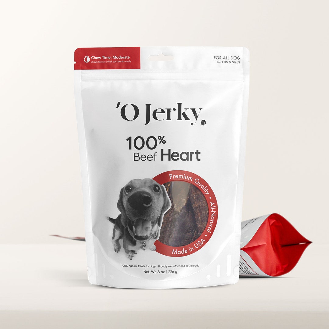 100 Beef Heart Jerky Dog Treats 8oz Single Ingredient Human Grade