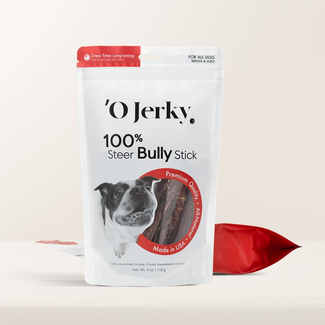 100 Steer Bully Stick Jerky Dog Treats 4oz Single Etsy