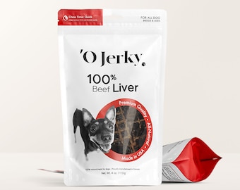 100% Beef Liver Jerky Dog Treats – 4oz Single Ingredient Human Grade Dehydrated – Rawhide Free, Grain Free and All Natural