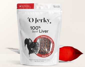 100% Beef Liver Jerky Dog Treats – 8oz Single Ingredient Human Grade Dehydrated – Rawhide Free, Grain Free and All Natural