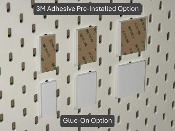 Universal Mounts for IKEA Skadis Pegboard | Mount Anything! | 3M Peel & Stick Adhesive or Glue-On Clips for Tools, Bins and Accessories