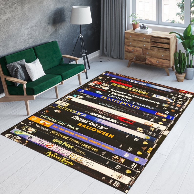 Nostalgic Retro Style Rug,runner Rug,vhs Case Themed Horror Rug,movie
