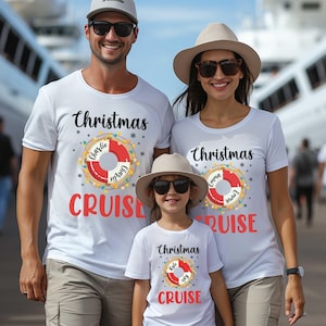 Kerstcruiseshirt met aangepaste namen, kerstcruise vakantie bijpassende tshirts, vakantiegroep cruisereis T-shirts, winter familiecruise shirt
