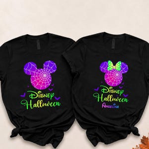 Camiseta colorida de Halloween da Disney: Camiseta teia de aranha para a temporada assustadora