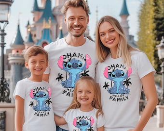 Ohana betekent familiet-shirts, grappig Disney Family-matching T-shirt, Stitch-shirt, Disney-figuurtekenfilmshirt