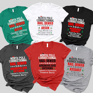 Lustige Nordpol-Justizvollzugs-Weihnachts2025 passende Gruppe T-Shirts