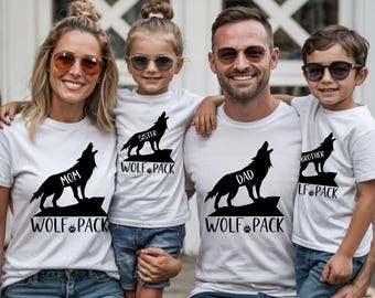 Camisetas personalizadas de la manada de lobos: camisetas a juego para toda la familia.