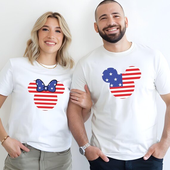 Patriotic Bow Ears Shirt – USA Flag Tee for Family Trips, 4th of July,