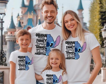 Ohana betekent familieshirt, Disney Stitch shirt, Hawaii Aloha familie-uitstapje vakantie shirt, Disneyworld shirt, grappig Disney-personage T-shirt