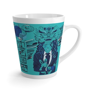 Latte Mug, Year of the Dragon Mug, Dragon Mug, Chinese Zodiac Mug, 2024 New Year mug, Chinese new year mug, Girl Dragon Mug, Hand Drawn
