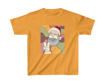 Kids Heavy Cotton™ Tee Christmas shirt, cool Santa, groovy, Santa Claus