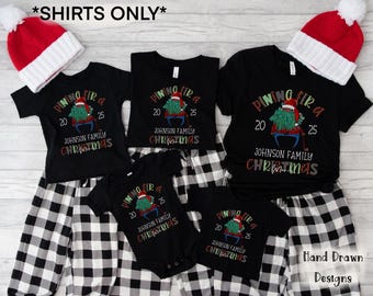 Camiseta navideña de leñador africano con Papá Noel negro, camiseta navideña a juego para toda la familia, camiseta navideña a cuadros para desear una Feliz Navidad