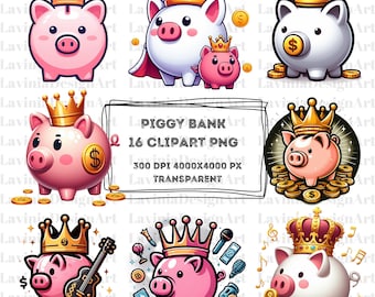 Piggy Bank Watercolor Clipart | Piggy PNG | Money Clipart | Money Png | Money Bank Clipart | Animal Clipart | Digital Download