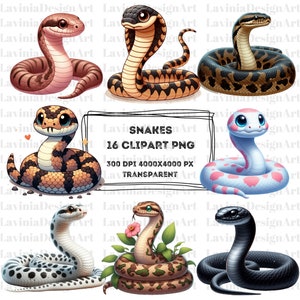 Serpiente Clipart / Serpiente Clipart Acuarela / Serpiente Png / Color Serpiente / Animal Clipart / Animal Acuarela / Descarga Digital
