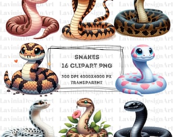 Snake Clipart | Snake Clipart Watercolor | Snake Png | Color Snake | Animal Clipart | Animal Watercolor | Digital Download