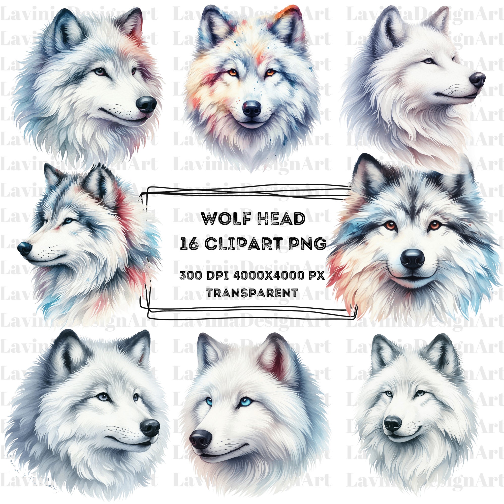 Colorful Wolf Head Cliapart Watercolor Wolf Head Clipart Wolf Head Png ...