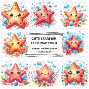 Cute Starfish Clipart Watercolor | Starfish Clipart | Starfish Png | Baby Decor Clipart | Starfish İmages | Digital Download