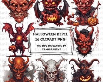 Devil Halloween Clipart | Demon Face Clipart | Devil Png | Spooky Devil Illustration | Halloween Devil Devilish Clipart | Sinister Devil