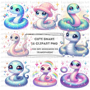 Aquarela de clipart de cobra fofa cintilante | Clipart de cobra | Cobra Png | Clipart de cobra fofa | Clipart de animais | Download digital