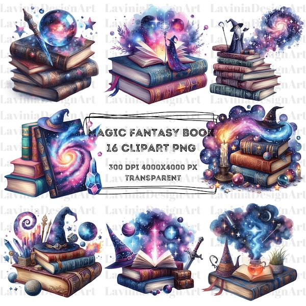 Magic Fantasy Book Clipart Watercolor | Fantasy Clipart | Magic Clipart | Magic Book Clipart | Commercial Use | Digital Download