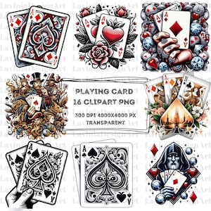 Gra w karty Clipart akwarela | Piki Clipart | Serca Clipart | Diamenty Clipart | Trefle Clipart | Pobieranie cyfrowe