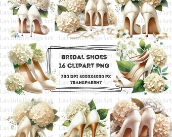 Bridal Shoes Watercolor | Clipart Bundle | Bride Shoes | Groom Shoes | Transparent PNG | Digital Download, Scrapbook Making | Commercial Use