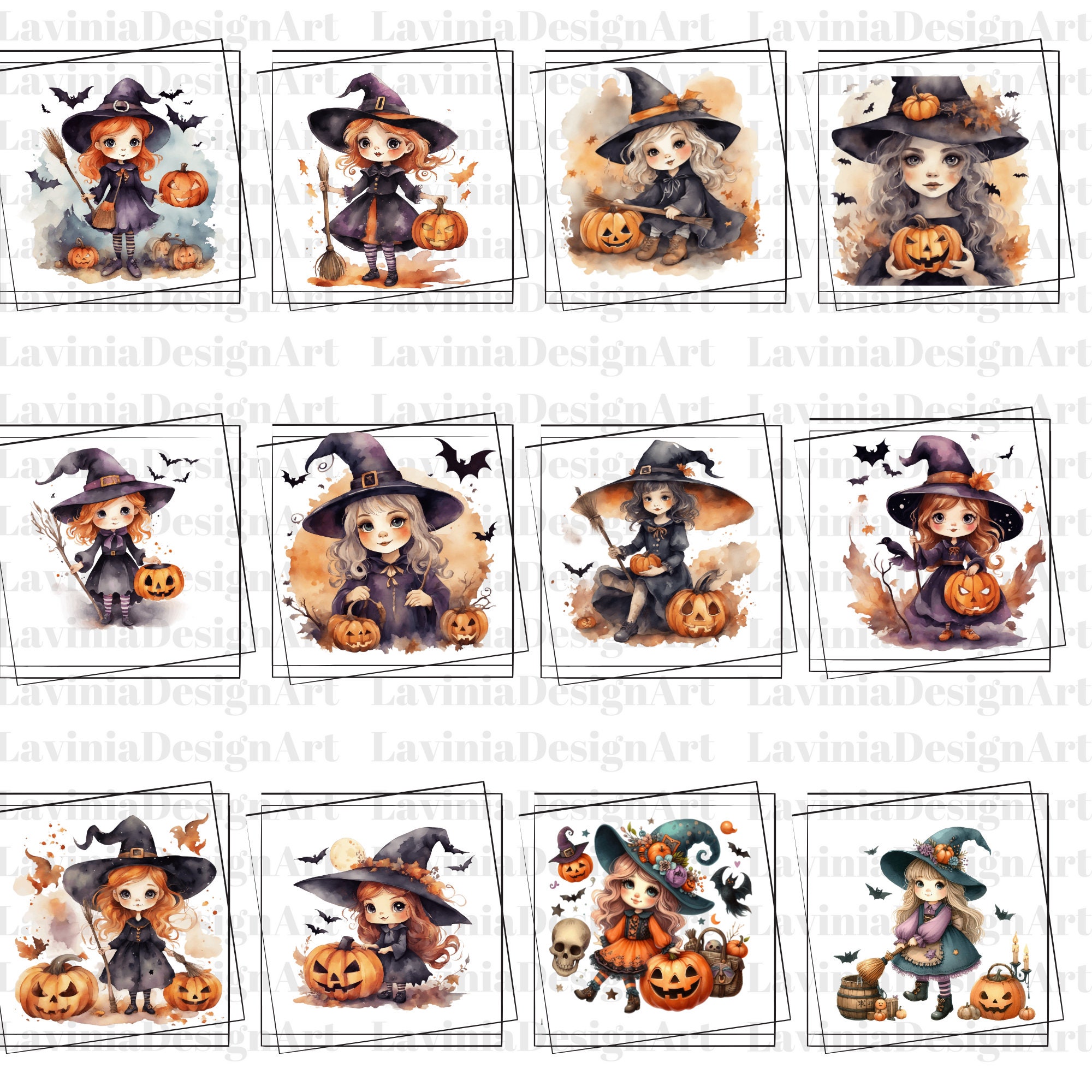 Halloween Witch Watercolor Clipart | Halloween PNG | Halloween Clipart ...