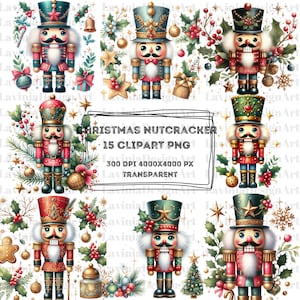 Clipart de quebra-nozes de Natal | Aquarela quebra-nozes | Pacote de clipart | Clipart de decoração de Natal| Clipart de inverno em aquarela | PNG |