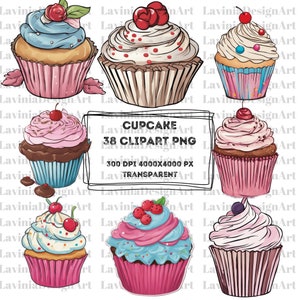 Watercolor Cupcakes | Cupcakes Bundle | Cupcake PNG | Cupcakes Clipart | Dessert Clipart | Sweets | Digital Download | Commercial Use