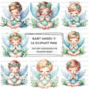Niedliche Baby Engel Clipart | Engel | Baby Engel | Babyparty Dekoration | | Neugeborenen Kunstdruck | Süsser Baby Engel Bundle | Digital