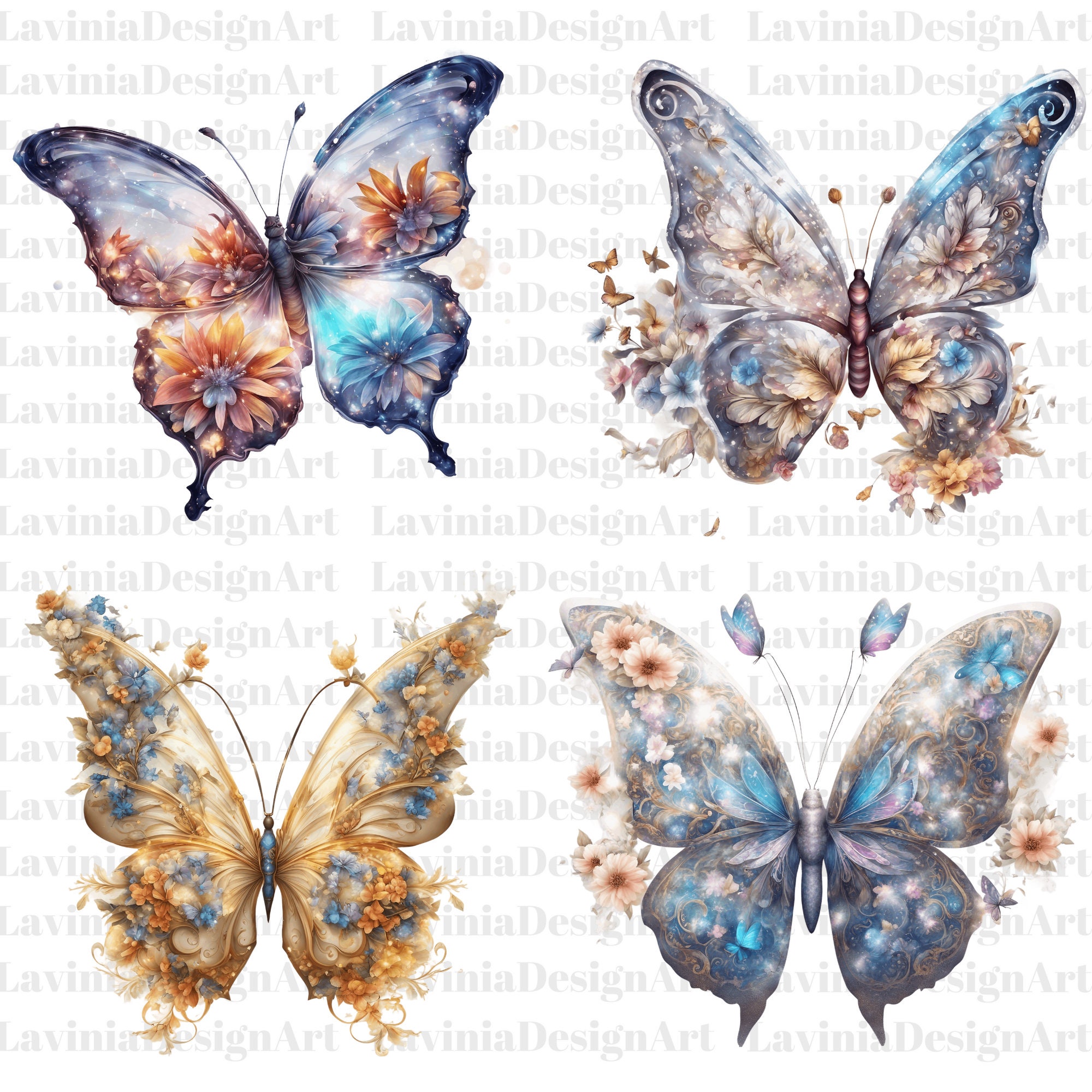 Butterfly Clipart Bundle | Watercolor Butterfly PNG | Painted ...