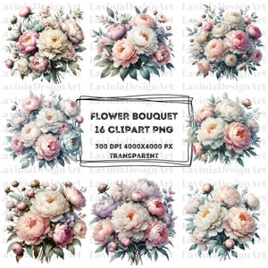 Flower Bouquet Clipart Watercolor | Flower Clipart | Floral Clipart | Bouquet Clipart | Flower PNG | Digital Download