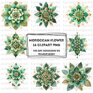 Clipart fleur marocaine aquarelle | Clipart marocain | Image marocaine | fleur marocaine PNG | Téléchargement numérique