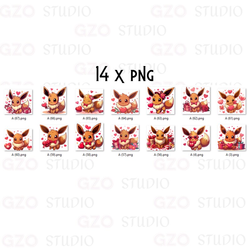 Watercolor Valentine's Day Eevee Clipart Bundle Eevee Clipart ...