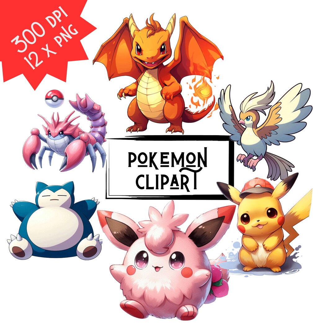 Watercolor Pokemon Clipart Pokemon PNG Clipart Pokemon Bundle Pocket