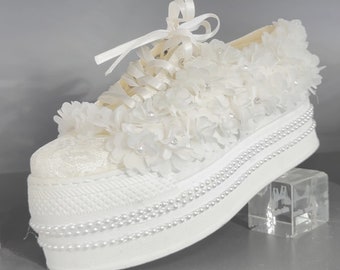 Sporty Bridal Shoes / Preserve Your Comfort on Your Special Day / French Lace  / Wedding Shoes /Platform Wedding Heels /Bridal Sneaker Shoes