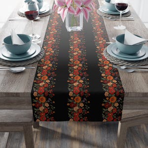 Table Runner, Poppy Flowers, Floral Home Decor, Kitchen Table Linens, Dining Room Decor, Red Flower Design, Poppy Floral Dining Room Decor,
