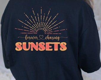Sunset Chaser Pocket Shirt: Comfort Colors Boho Sun Tee