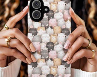 Magnetic Phone Case, Kitty Phone Case, Gift for Cat Lovers, Animal Lover Accessory, Cute Cat Phone Protector, iPhone Case, Gift for Her,