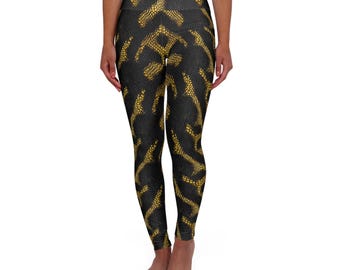 Python Print Yoga Leggings: High-Rise Snake Skin Activewear, Workout Tights