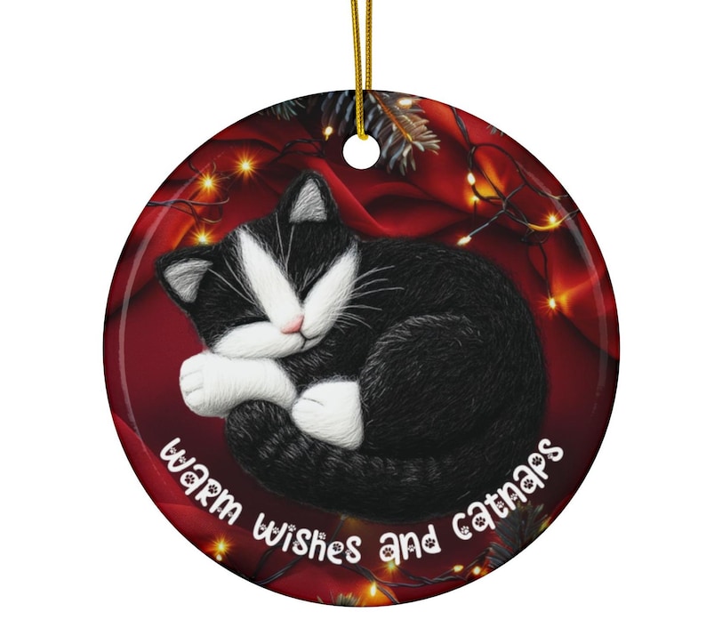 Tuxedo Cat Ceramic Christmas Ornament, Pet Lover Gift - Etsy