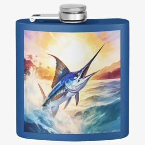 Stainless Steel Flask, 6oz. Nautical Themed Flask, Fishing Enthusiast Gift, Outdoorsman Gift, Father&#39;s Day Gift, Gift for Him, Fishing Gift